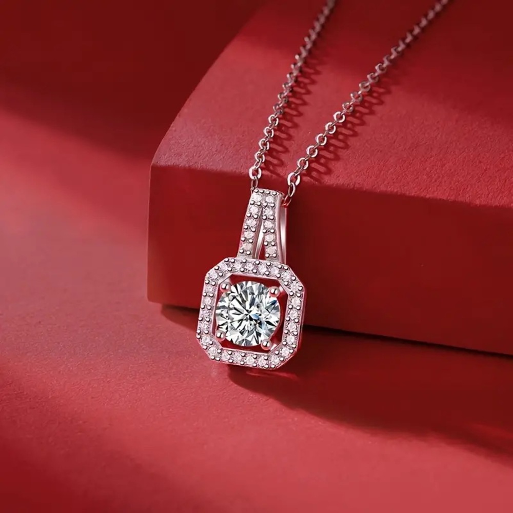 🔥CERTIFIED 1 CT DIAMOND NECKLACE LAB CREATED MOISSANITE DIAMOND